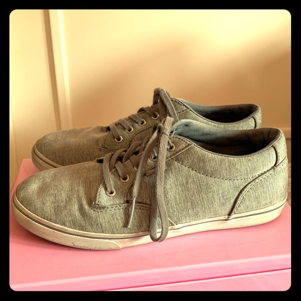 Gray vans with polka dot detail